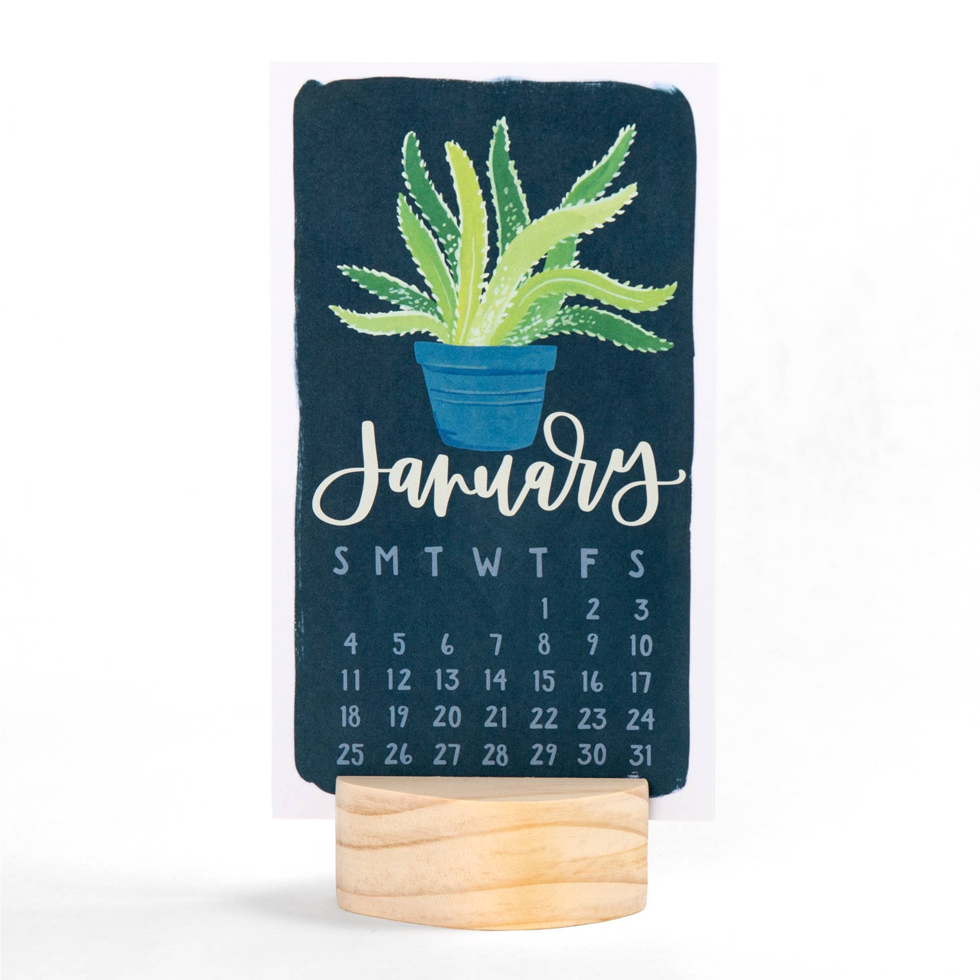 1canoe2 | One Canoe Two Paper Co. - Wholesale Calendar - Potted Plants 2026 Mini Desk Calendar with Wooden Block1