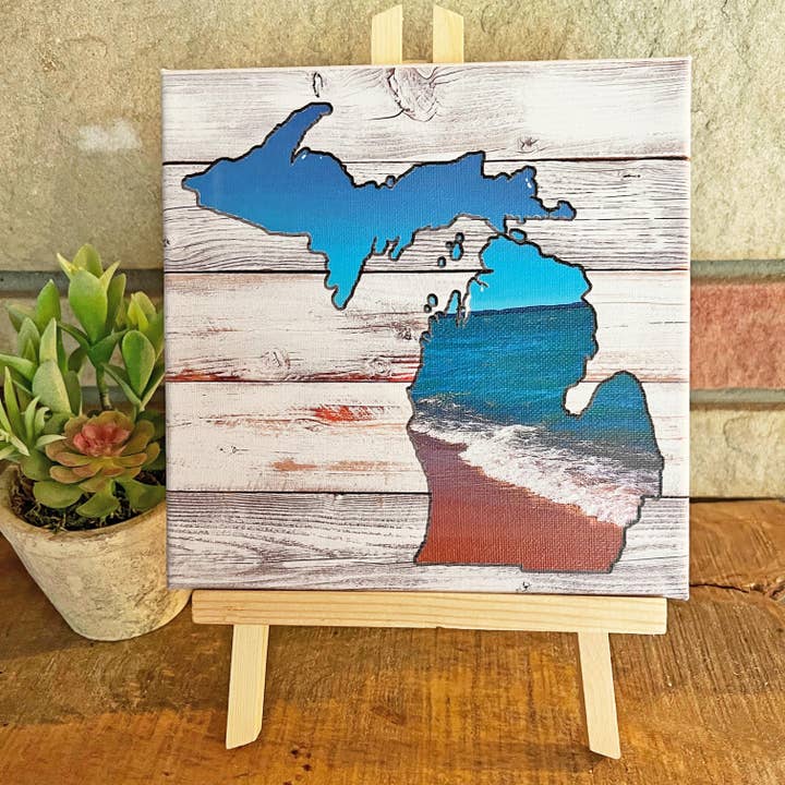 Stretched Canvas Wall Art Michigan or Wisconsin Shoreline for wholesale by Noomoon