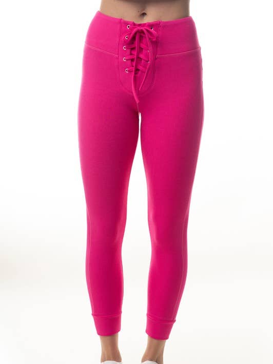 Hot Pink P40384 High Waisted Solid Knit Leggings for wholesale on Faire