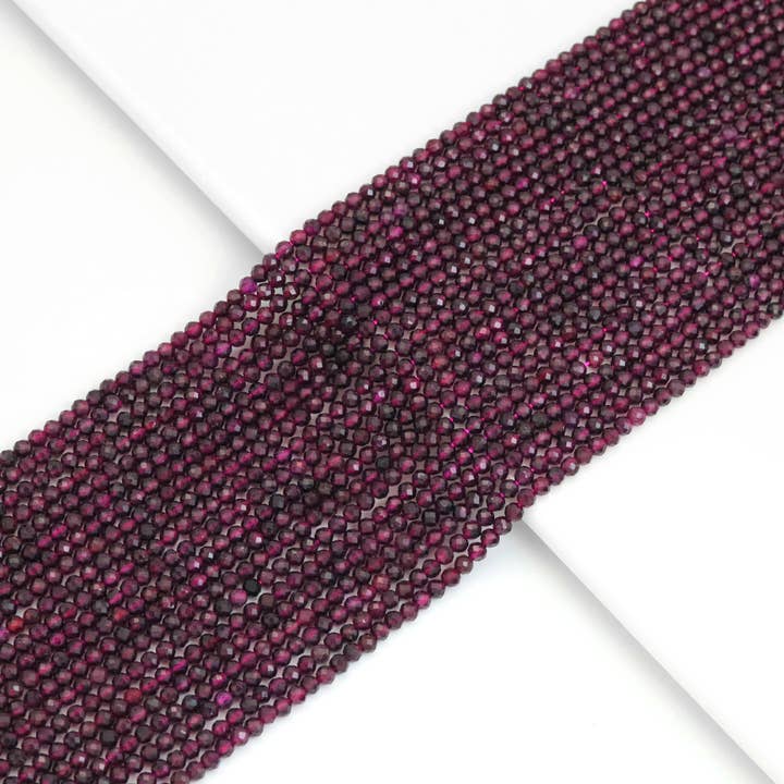 BestBeads&Beyond - Wholesale Beads - Genuine Garnet Round Faceted Beads, Sku#U1906