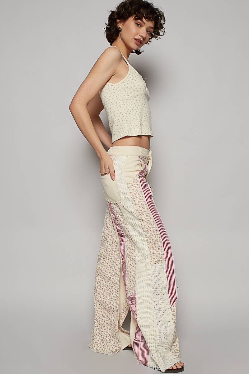 Pol Clothing - Wholesale Jeans - Women's - Patchwork relaxed woven denim pant11