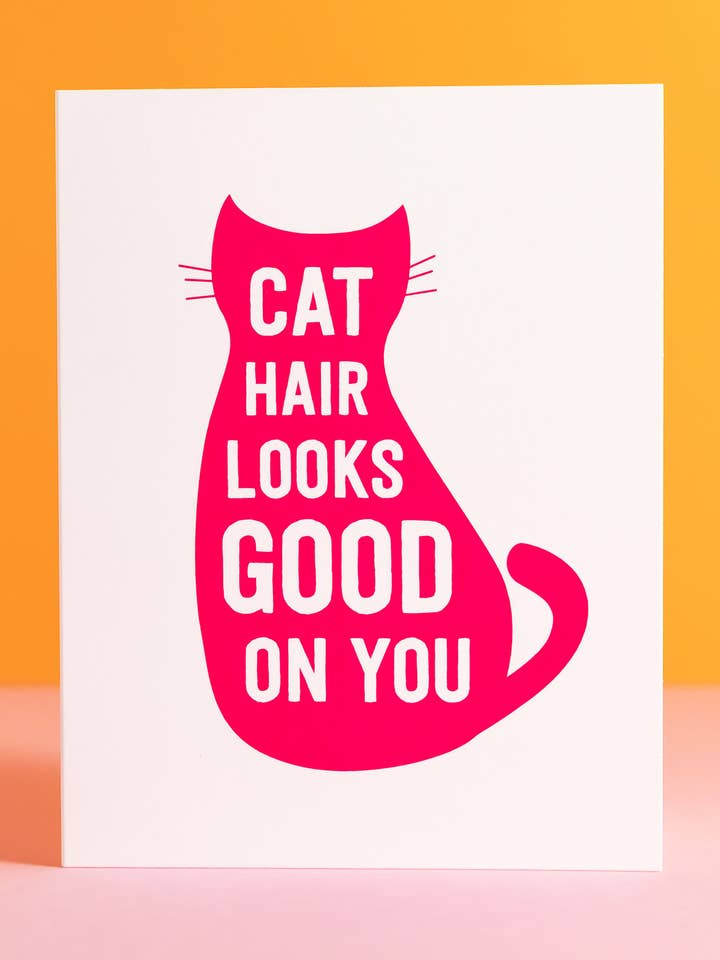 Carte de vœux drôle pour amoureux des chats avec poils de chat quotidien pour la vente par Graphic Anthology Greeting Cards