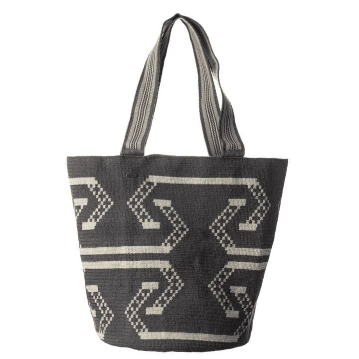 Saco STONE L03/Cinza/Bege Wayuu Maxi por atacado de Hilo Sagrado