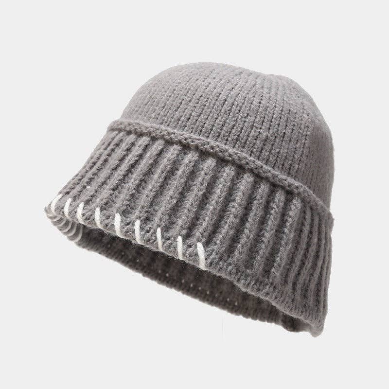 Dipped Shop - Wholesale Vissershoedje - Dames - Vintage gebreide emmerhoed in effen kleur DPKB03392