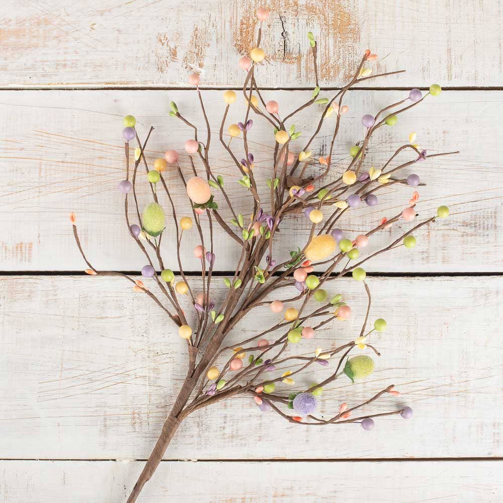 Factory Direct Craft - Vendita all'ingrosso Fiori finti - Ramo di Uova di Pasqua Zuccherate e Bacche da 27"2