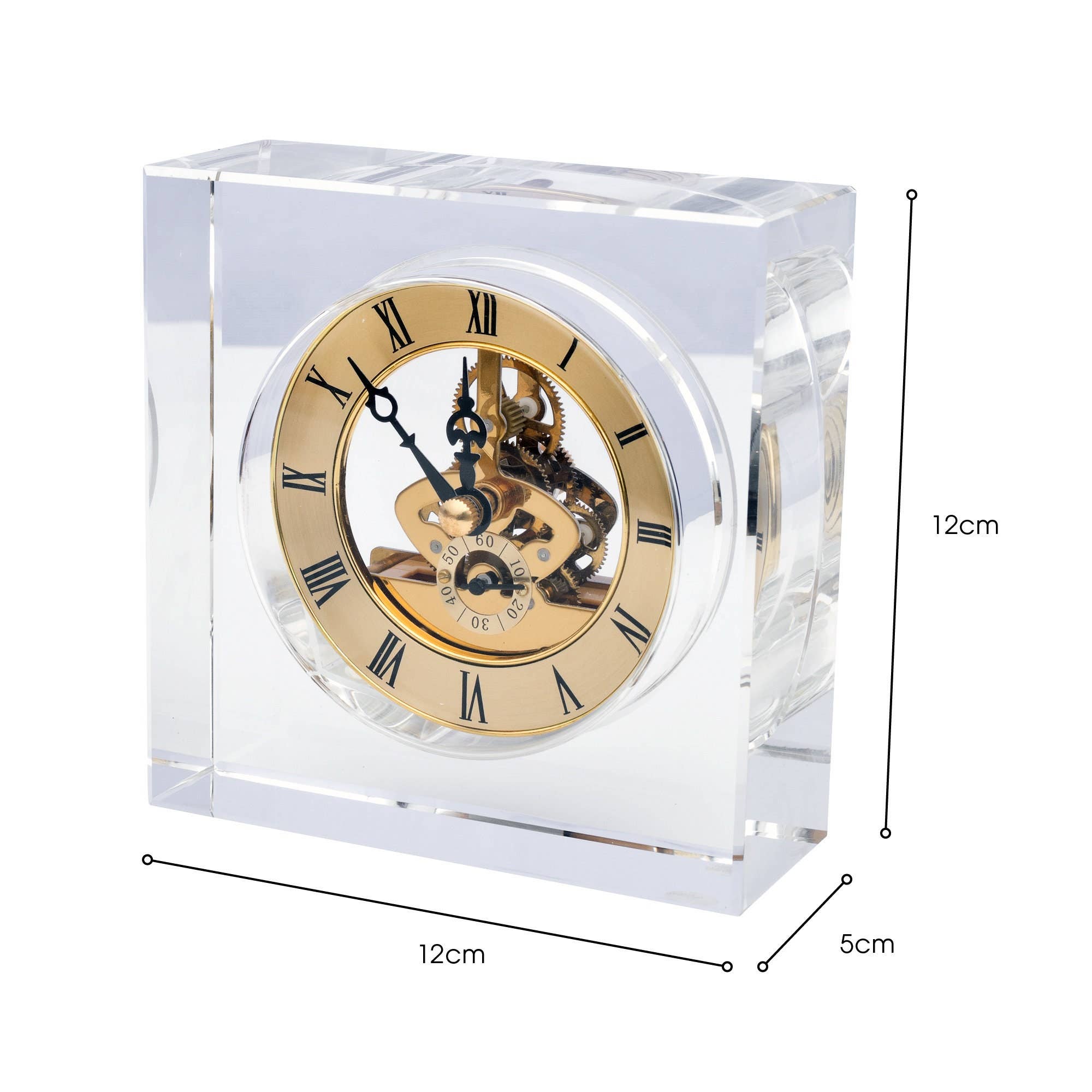 Febland - Wholesale Desk Clock - Crystal Glass Square Retro Mantle Clock Home Decor4