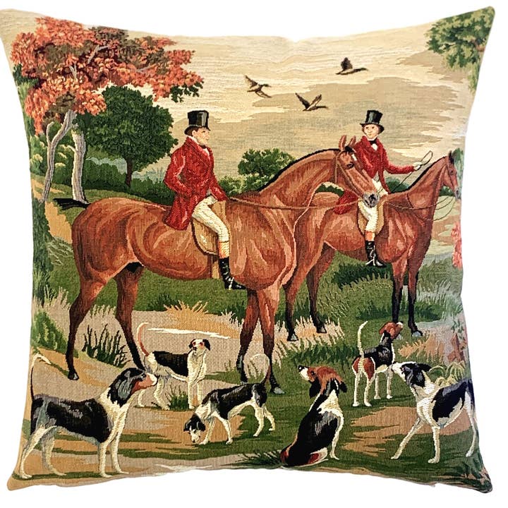 Foxhunt kuddfodral – English Decor – jakttema present för wholesale av yapatkwa - art of the loom