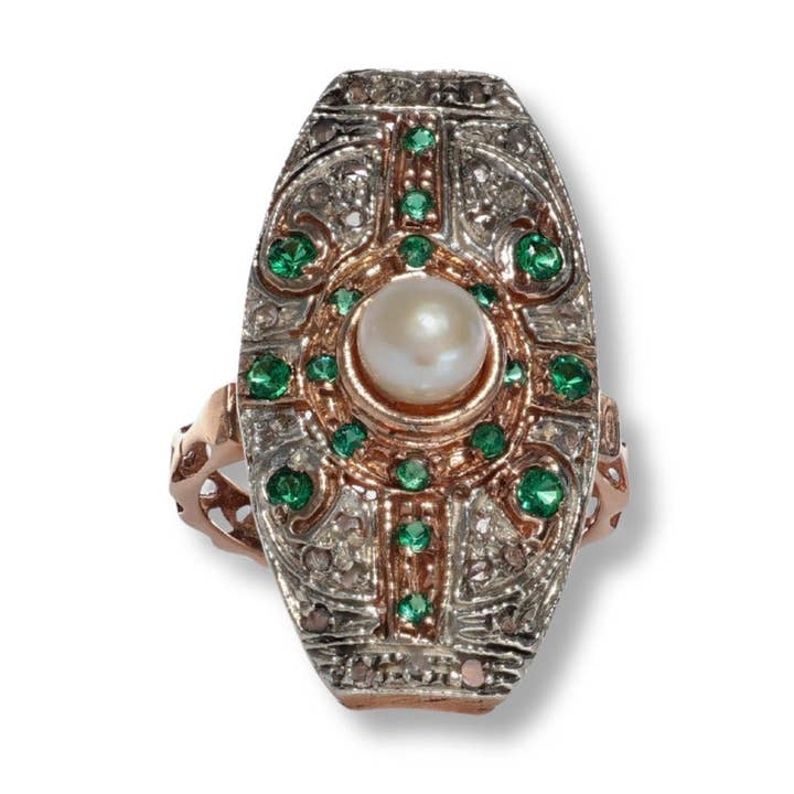 Antique Reproduction Ring in 925 Silver and 9 Kt Gold for wholesale by Gold Antique