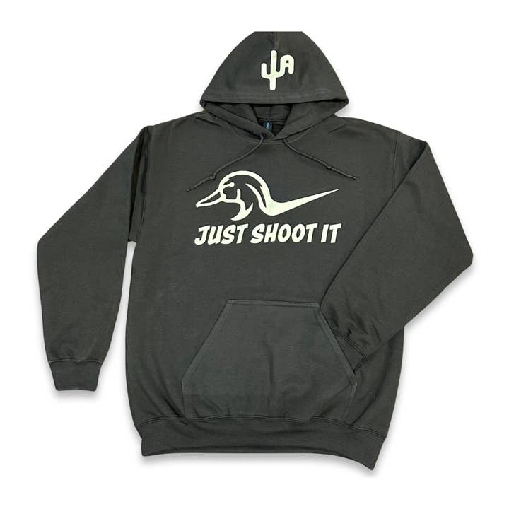 Tan "Just Shoot It" - Dark Chocolate Adult Hoodie (2025) for wholesale by Cactus Alley Hat Co.