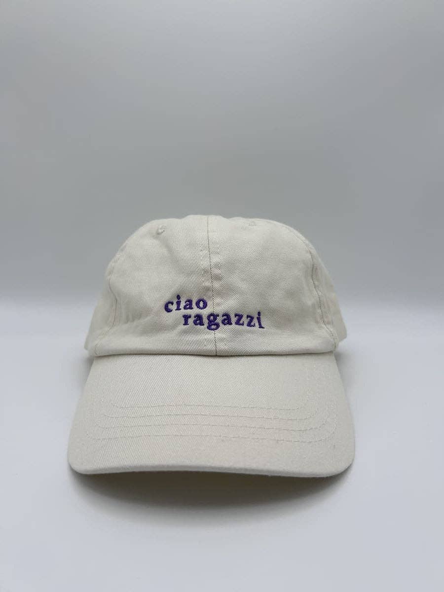 arrel - responsible apparel - Wholesale Baseball Cap - Unisex - ciao ragazzi Dad Cap - beige & lavender