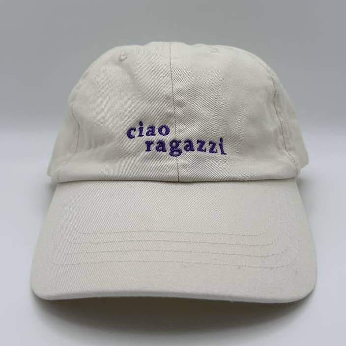 arrel - responsible apparel - Wholesale Baseball Cap - Unisex - ciao ragazzi Dad Cap - beige & lavender0