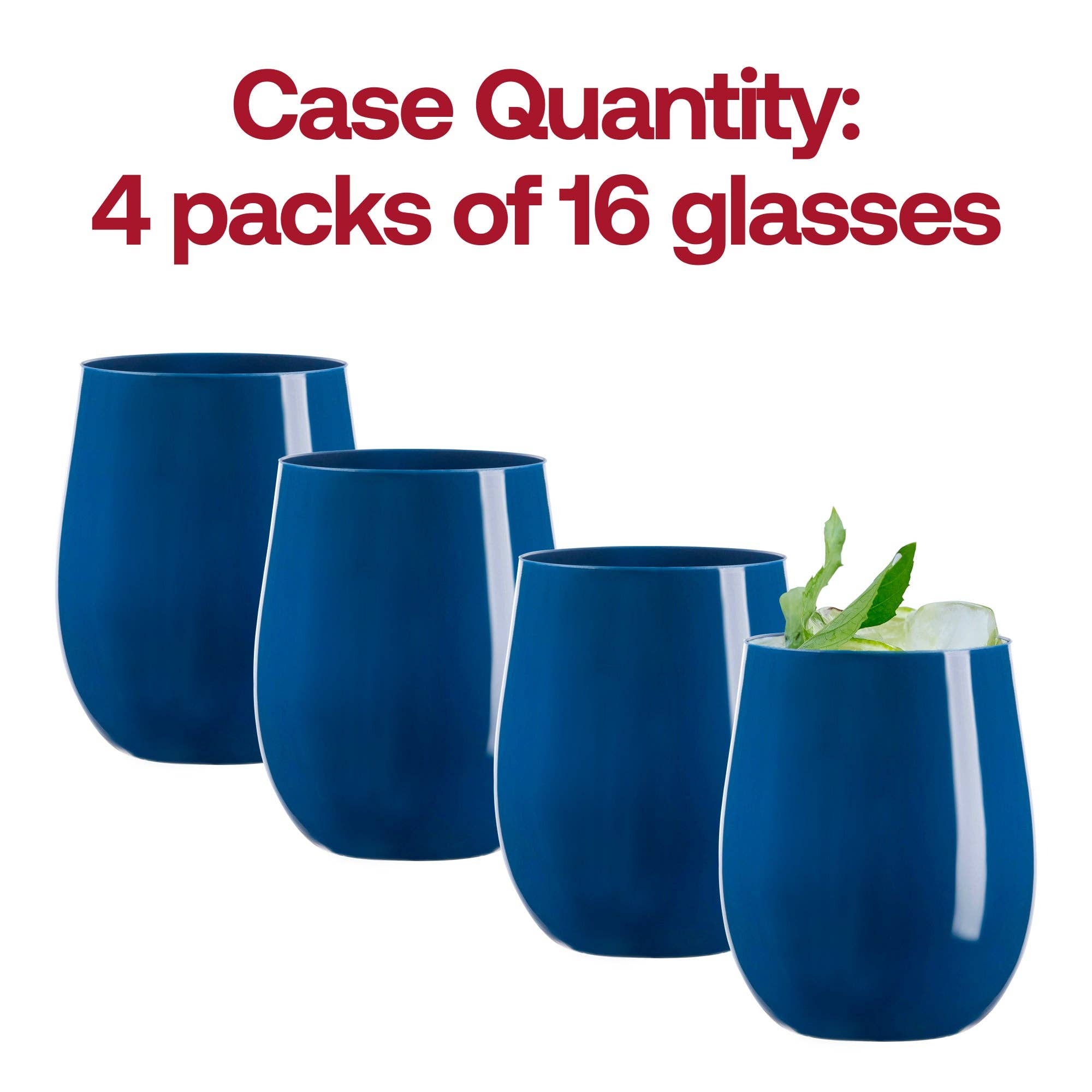 Smarty had a Party – wholesale Wine glass – 12 oz. Navy Elegant Stemless Plastic Wine Glasses - 16 pcs4