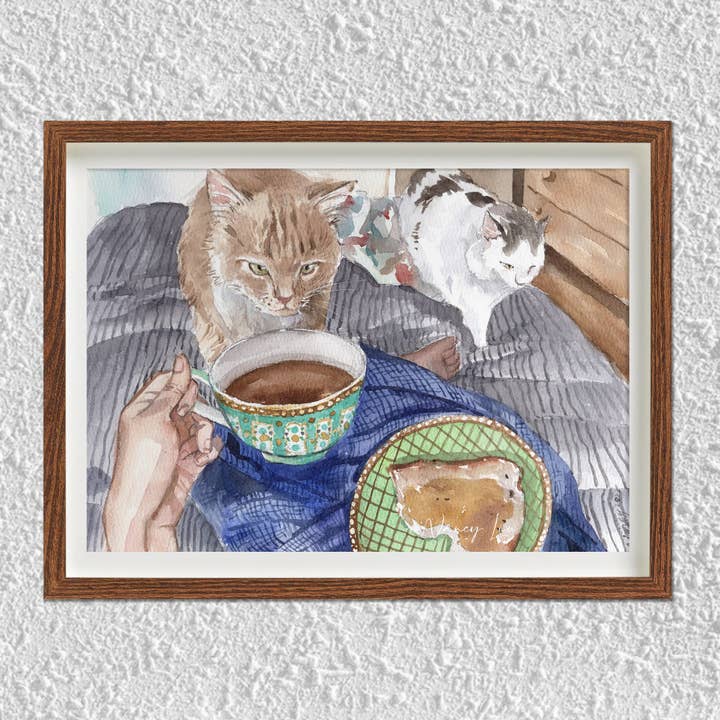 Marcherer til maden | Giclée kunsttryk på bomuldspapir for engroshandel hos NananStudio