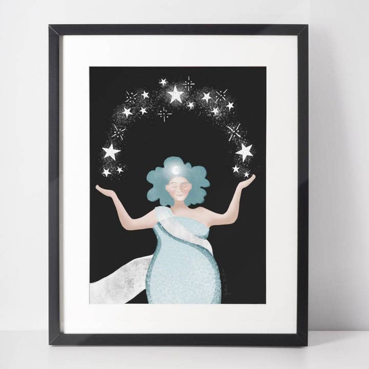 Starry Night Witch 8 x 10 Art Print for wholesale by Art Magic by Jewels Bee