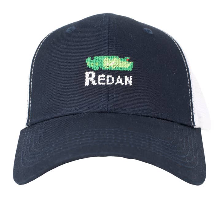 Template Hole Needlepoint Trucker Hat for wholesale by Needle Golf