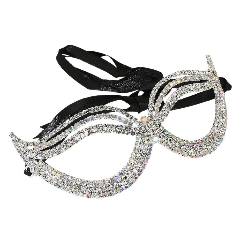 Sensibling Corp. - Wholesale Costume - Women's - Rhinestone Pave Cat Eye Masquerade Mask
8