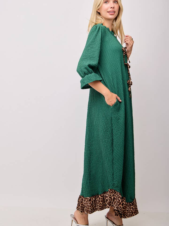 Celeste Clothing - Wholesale Dress - Women's - WOMEN'S PLUS SIZE MAXI DRESS -LEOPARD CONTRAST AND BOWS 6