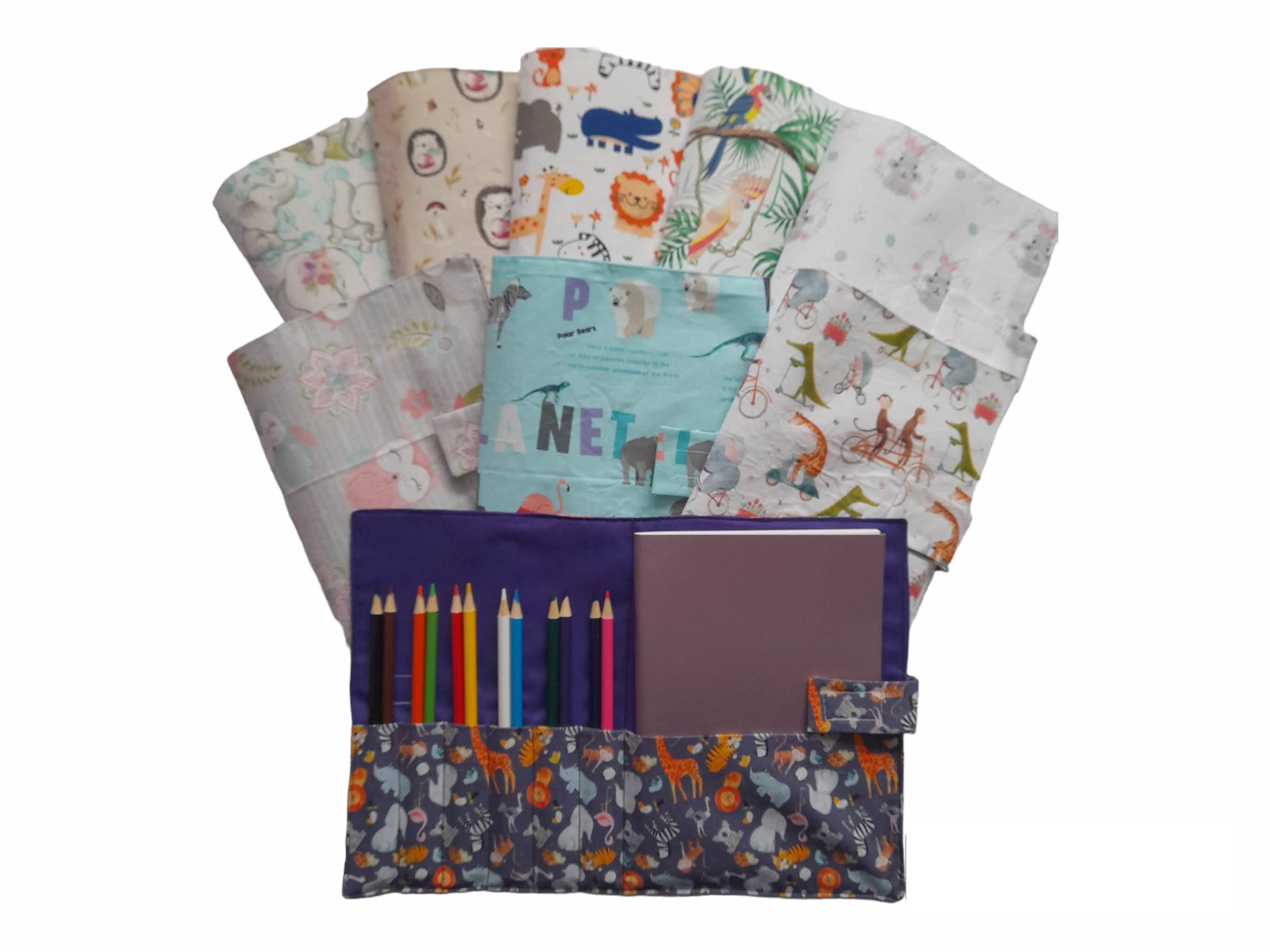 Handmade at Hazelwood - Wholesale Sketchbook/Sketchpad - Travel Art Folder with A5 sketchbook & 12 colouring pencils1