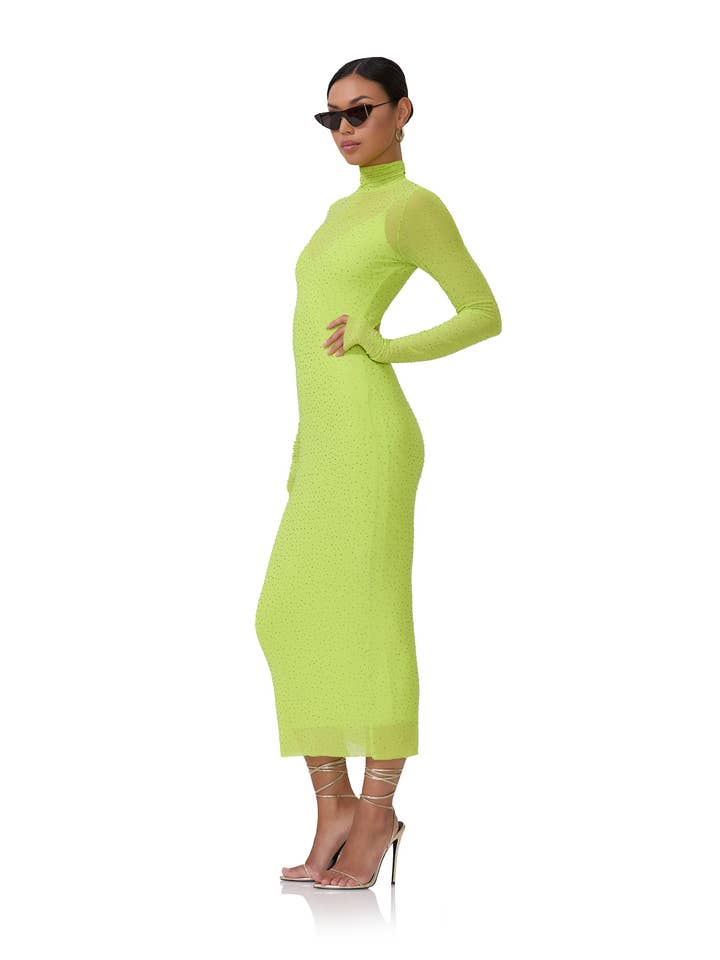 Shailene Rhinestone Dress - Lime Punch for wholesale on Faire