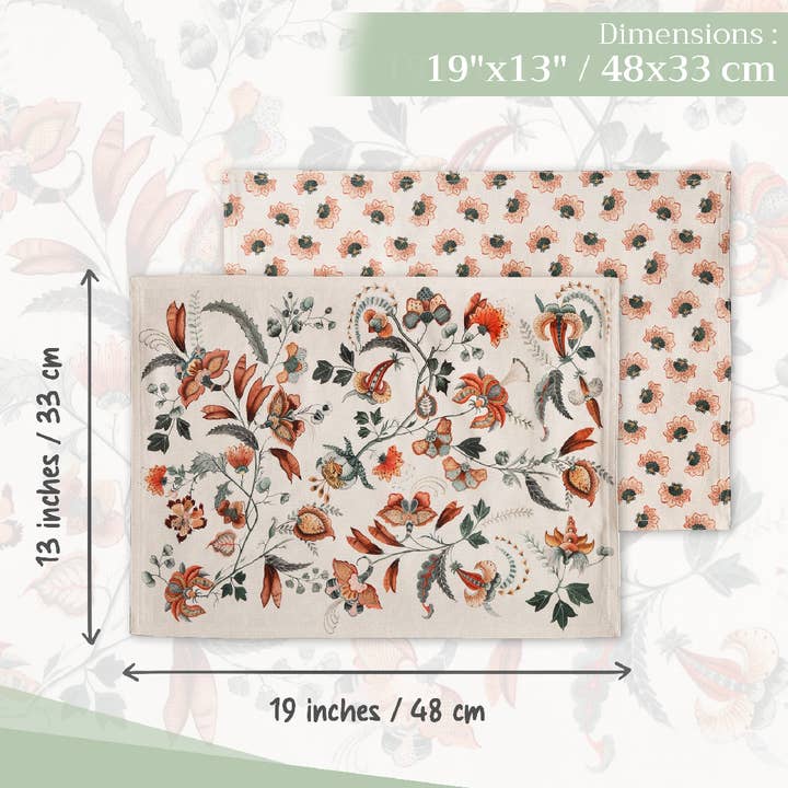 Maison d'Hermine - Design in Every Thread - Wholesale Placemat - Placemats 100% Cotton 13" x 19" - Set of 4 - Dalida Fall3