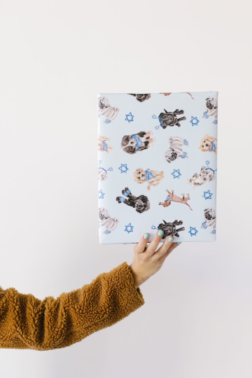 Lana's Shop - Wholesale Wrapping Paper Roll - Hanukkah Puppy Dog Gift Wrap Roll1