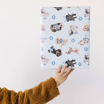 Lana's Shop - Wholesale Wrapping Paper Roll - Hanukkah Puppy Dog Gift Wrap Roll1