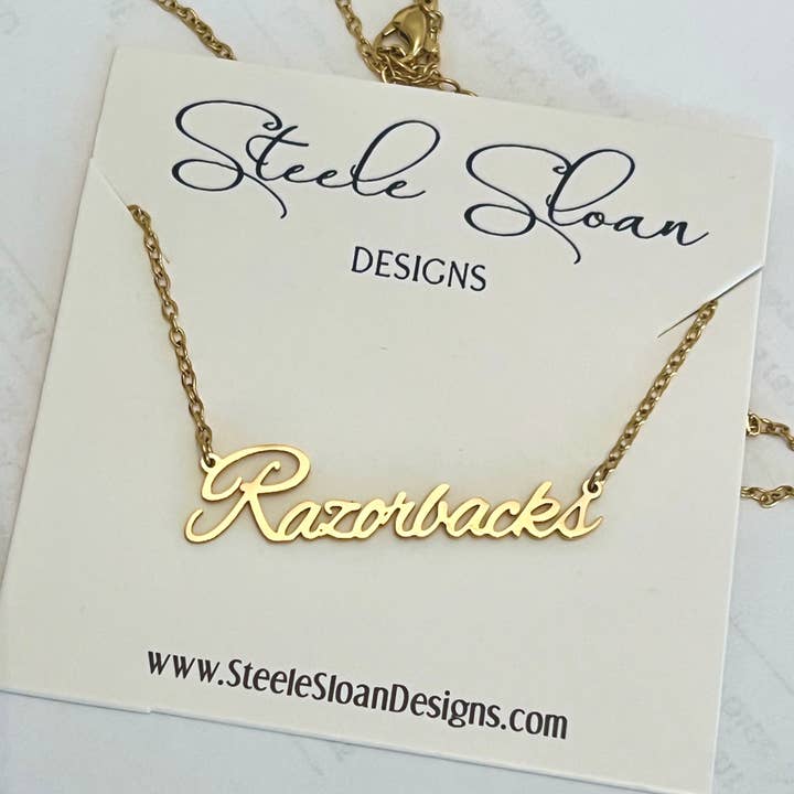 Steele Sloan Designs - Wholesale Pendant/Charm Necklace - Arkansas Razorbacks Necklace Razorback GameDay Perfect Gift