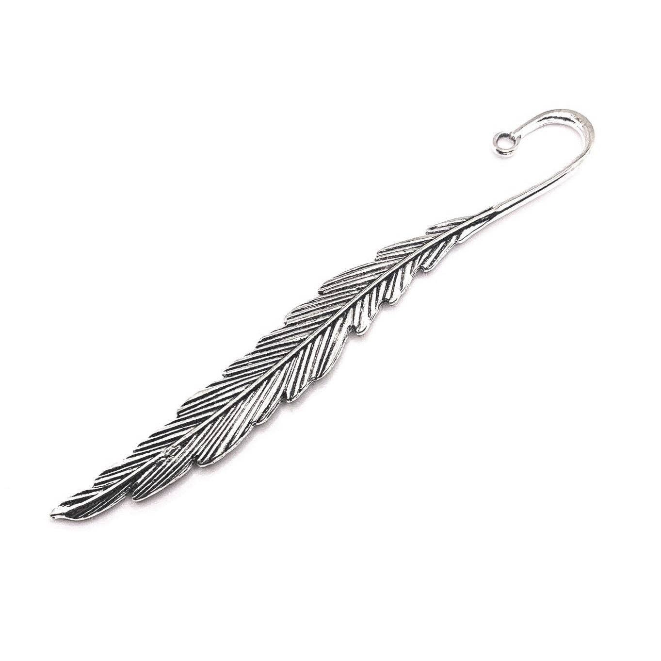 Guerrilla Charm - Wholesale Individual Charm/Pendant - Antique Silver Feather Bookmark Base, 117mm0