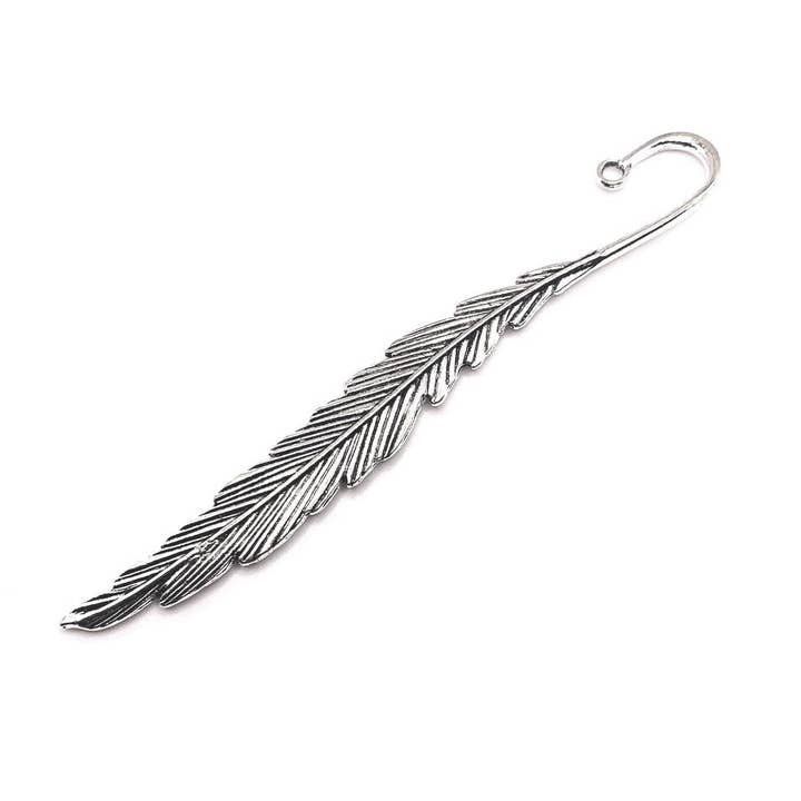 Guerrilla Charm - Wholesale Individual Charm/Pendant - Antique Silver Feather Bookmark Base, 117mm