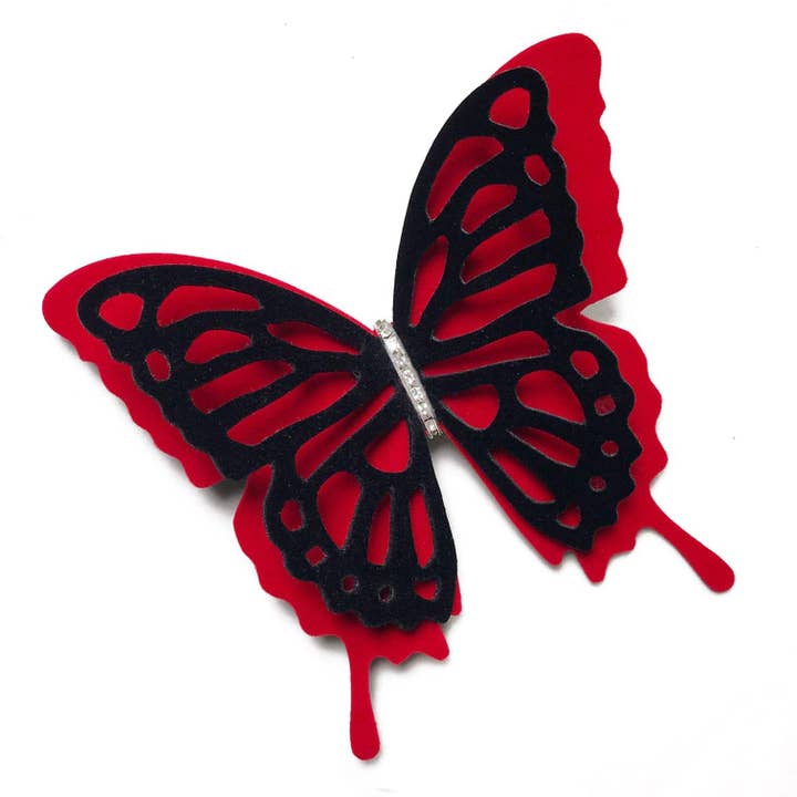 Roter und schwarzer Samt Schmetterling Big Pin | Choker | Halskette für den Großhandel von Fashion Butterflies