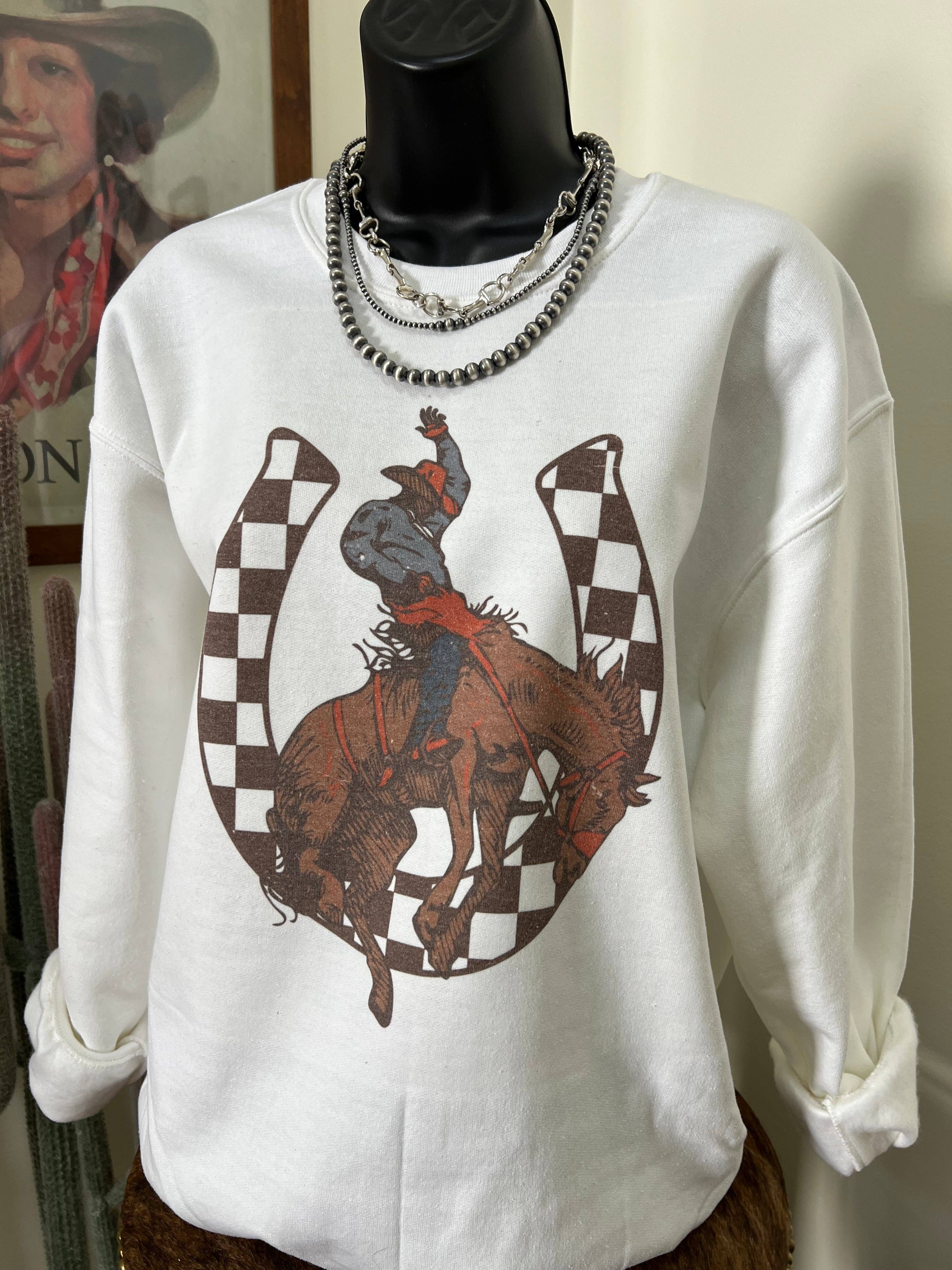 Lost Creek Boutique LLC – wholesale Graphic sweatshirt – Women’s – Bronc Around Crewneck2