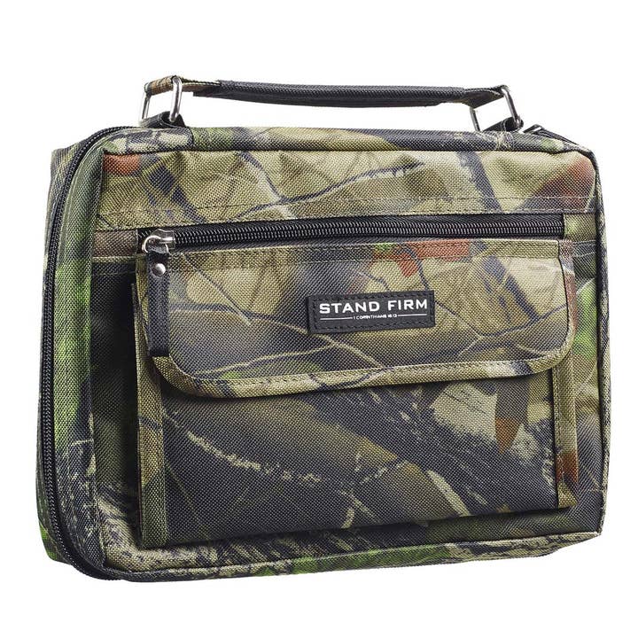 Christian Art Gifts - Wholesale Bible Cover - Bible Cover Organizer Camouflage Stand Firm 1 Cor 16:13