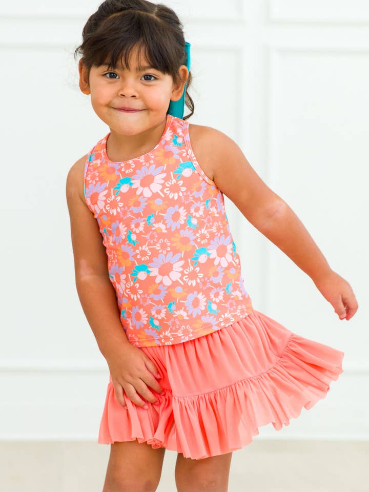 Orange Girls Coral Active Tulle Skort for wholesale on Faire