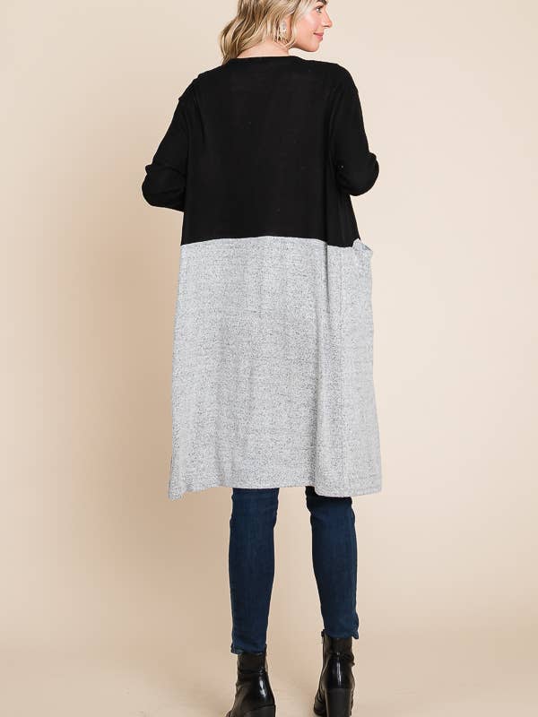 Culture Code - Wholesale Cardigan - Women's - CHD1348LA - COLOR BLOCK HALF DUSTER