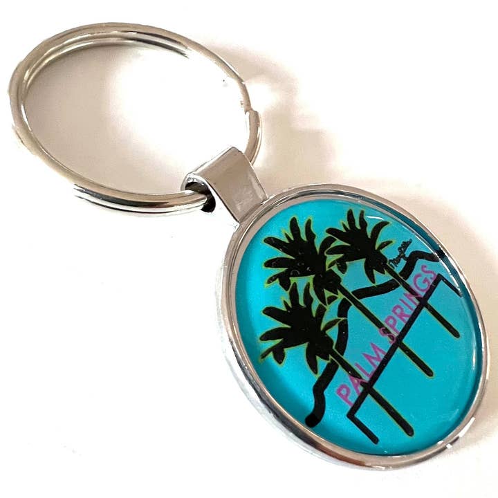 Mary Ellis - Wholesale Keychain - Unisex - Palm Springs California Sign Palm Trees Keychain