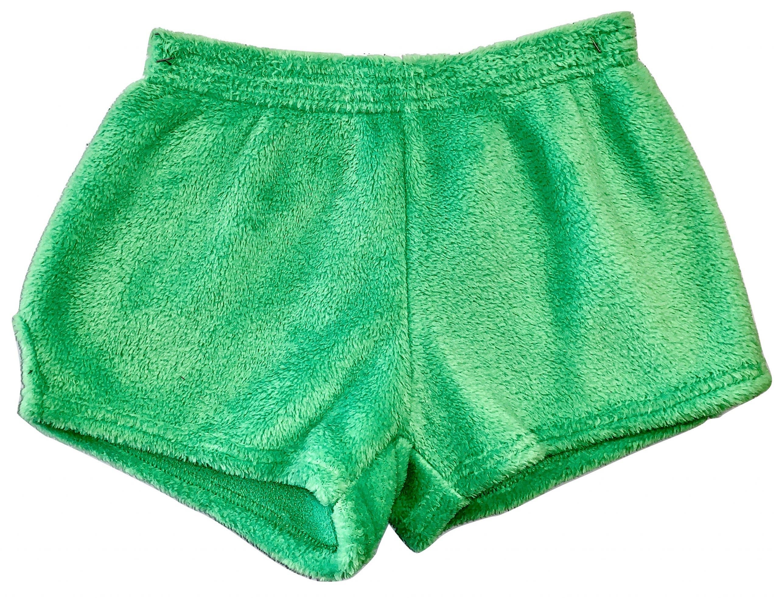 Made With Love & Kisses - Wholesale Lounge Shorts - Kids - Fuzzy Neon Green Pajama Shorts0