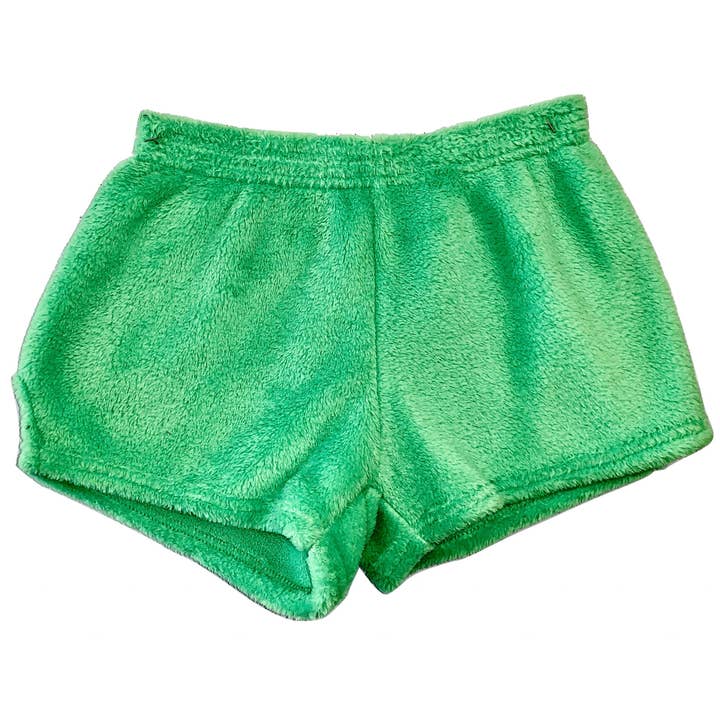 Made With Love & Kisses - Wholesale Lounge Shorts - Kids - Fuzzy Neon Green Pajama Shorts