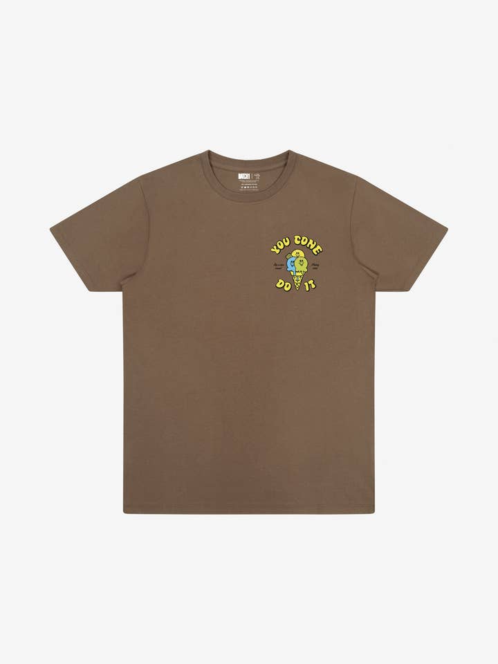 T-shirt "You Cone Do It" en brun délavé pour la vente par batch1