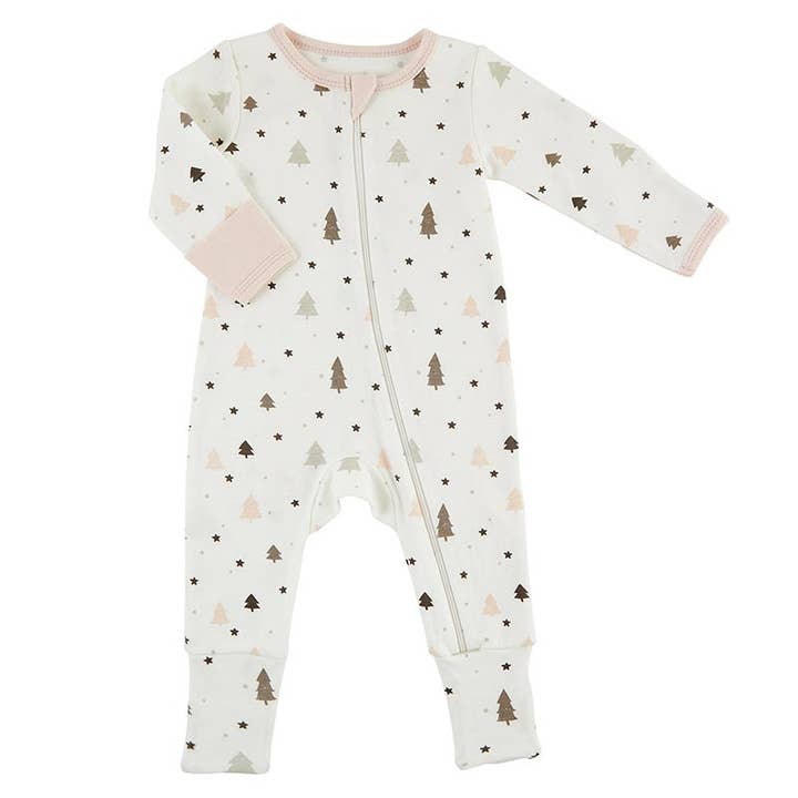 Faithworks by Creative Brands - Wholesale Jumpsuit - Baby - Winter Wonderland Cozy Romper-Blush Trees