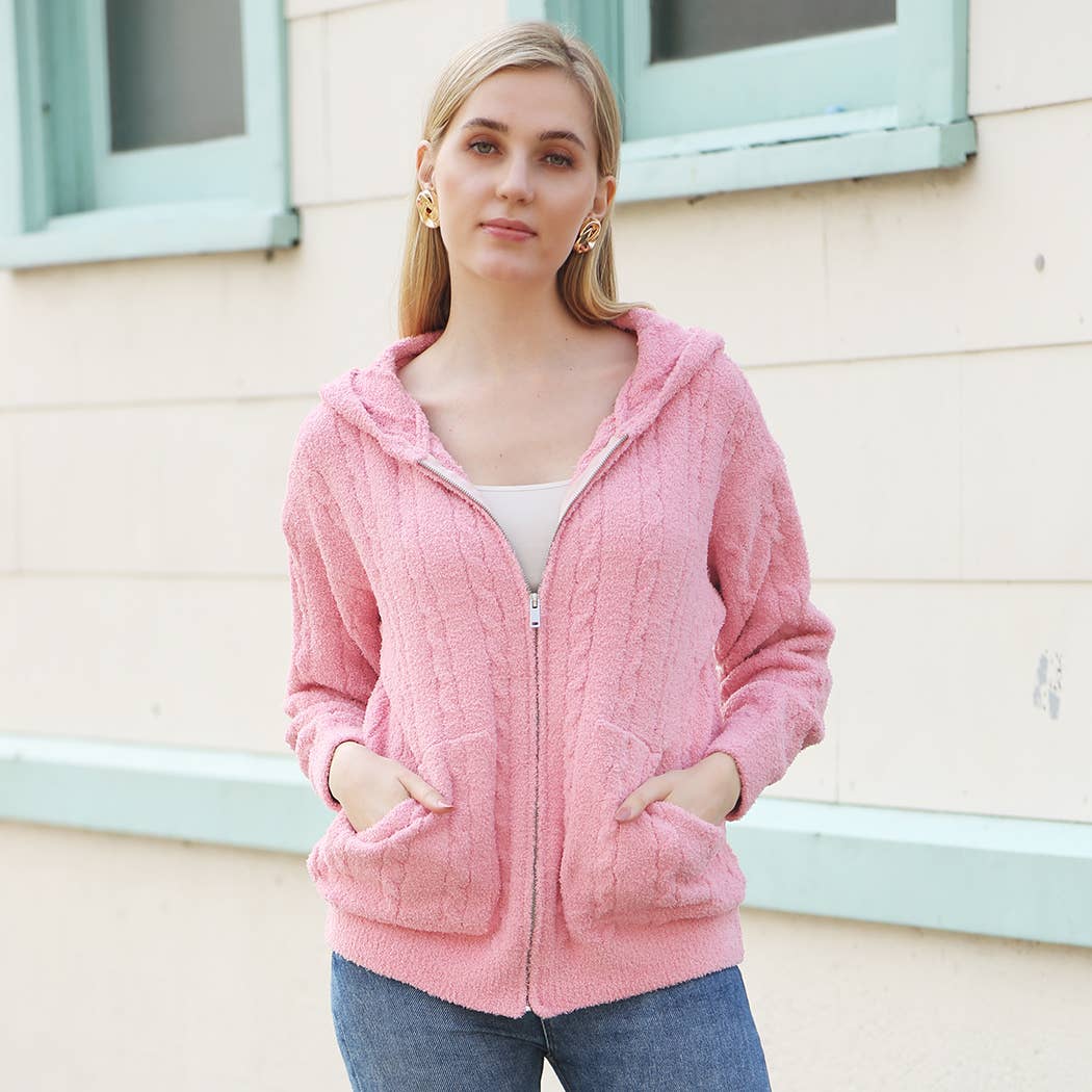 Fashion City - Vendita all'ingrosso Felpa con cappuccio - Donna - Felpa calda con cerniera monocolore tinta unita27