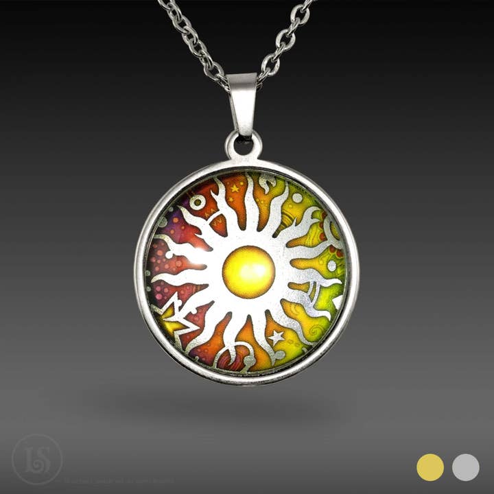 Liz Sabol Jewelry Art – wholesale Pendant/charm necklace – Celestial Centered Sun, Pendant, 28mm5