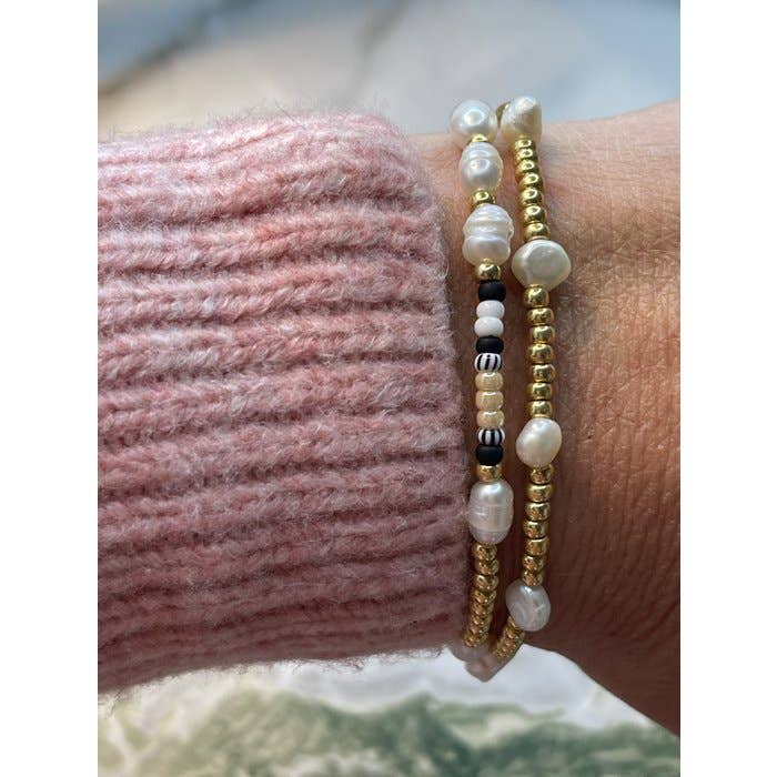 BillieLillie Sieraden - Wholesale Beaded Bracelet - Pearl Gold Bracelet1