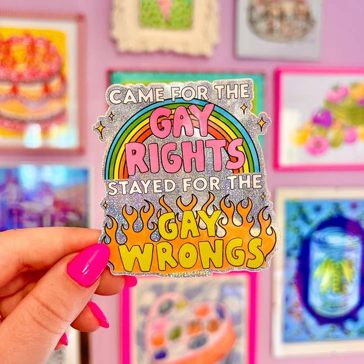 The Peach Fuzz - Wholesale Sticker - Gay Wrongs Glitter Sticker