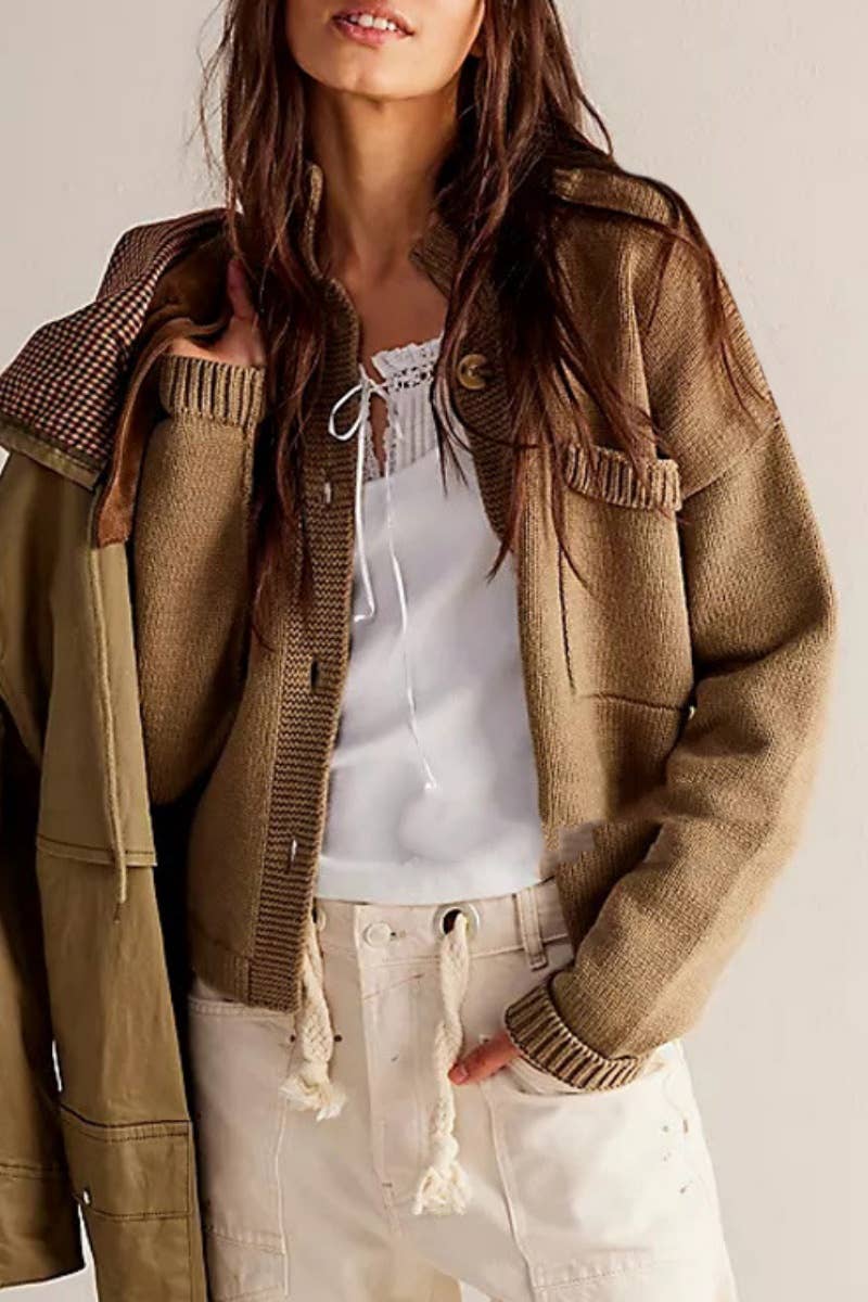 NINEXIS - Vente Pull en maille – femme - CWOCAL1806_MANTEAU EN TRICOT, CARDIGAN DE COULEUR UNIE1