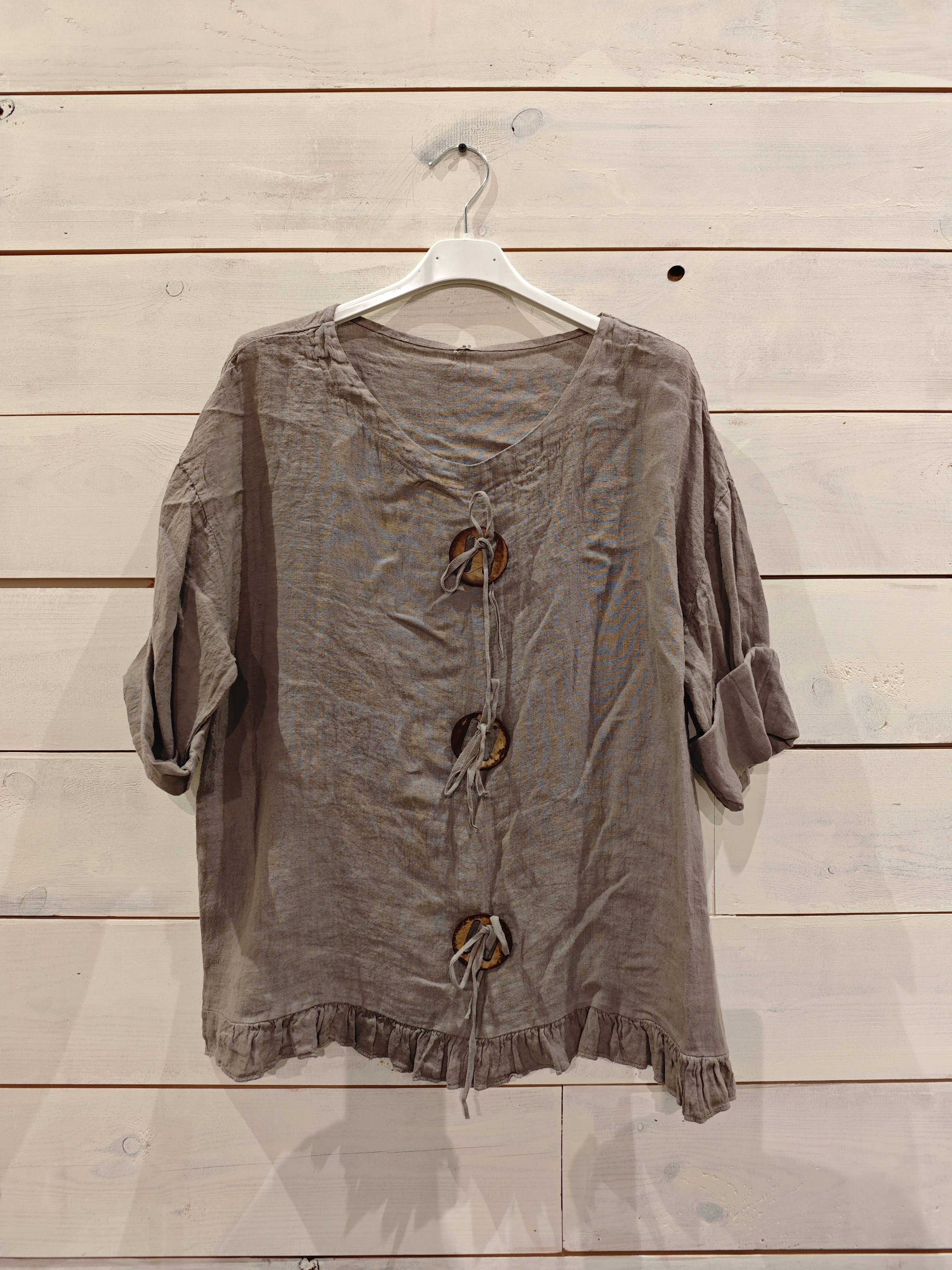 Linos y Textiles – wholesale Blus - Dam – Ringblus i 100 % linne2