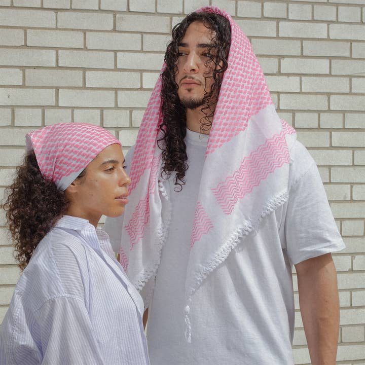 KUVRD - Wholesale Bandana - Women's - Amaal Pink Keffiyeh Bandana