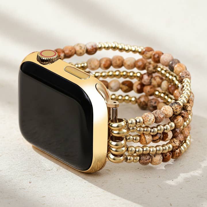 Golden Earth Jasper Stretch Apple Watch Strap for wholesale by Cape Diablo