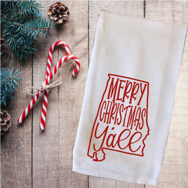 Décor de torchon de Noël fait main « Merry Christmas » Alabama pour la vente par by BellaBlue