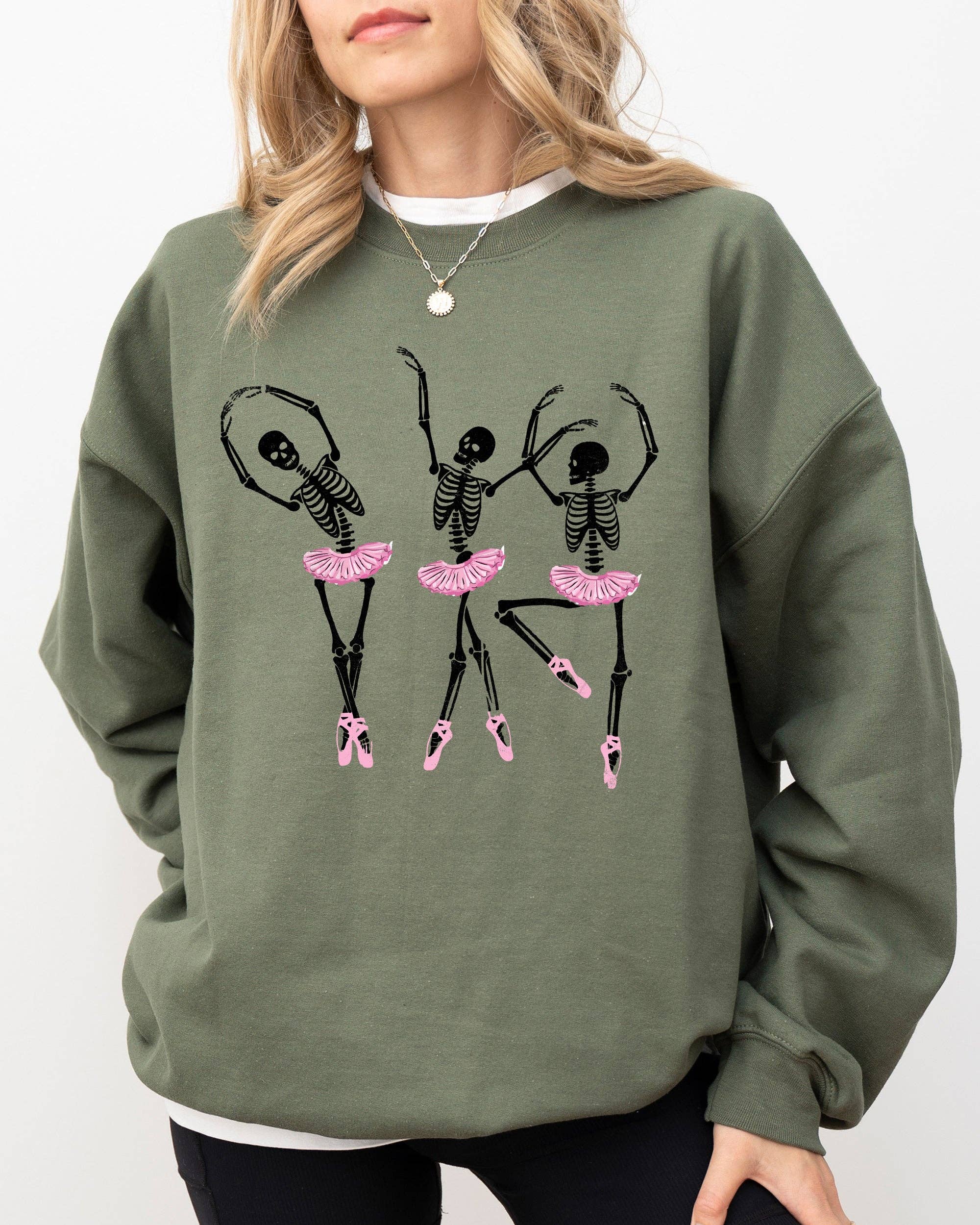 Refinery Number One LLC - Wholesale Graphic Sweatshirt - Women's - Dancing Skeleton Ladies, Ghost, Funny, Halloween Sweatshirt2