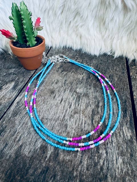 Neon Seed Bead Choker for wholesale by Wild Hancock Creations